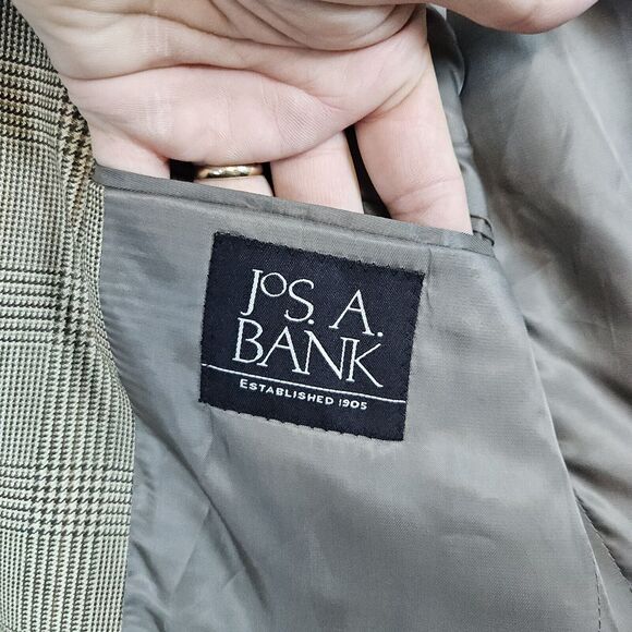 Jos A Bank Men's Size 42R Beige Windowpane‎ Blazer/Sport Coat/Suit Jacket SPOT - Picture 10 of 16